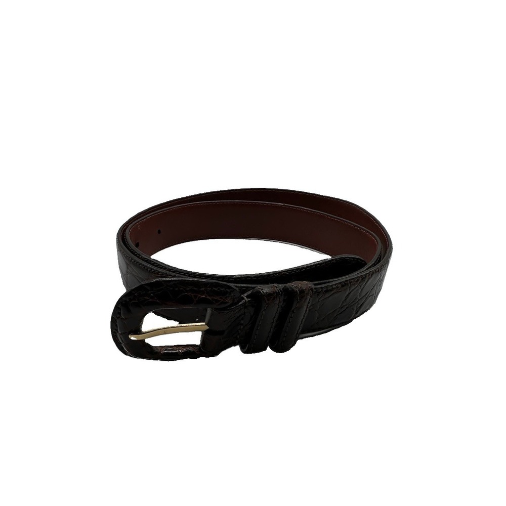 Bespoke Genuine Caiman Crocodile Mens Belt Brown 1.25 Inch Size 34 Made in USA
